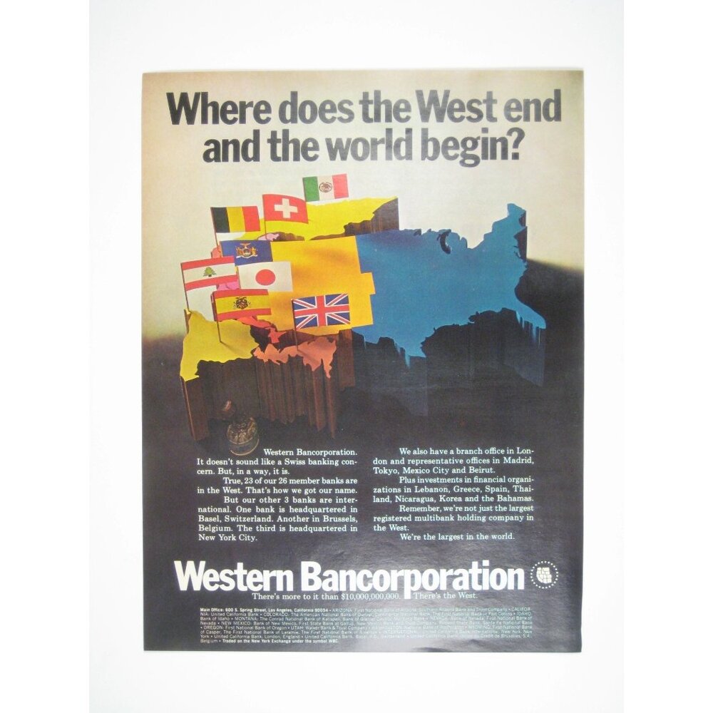 Western Bancorporation Advertisement  Where Does West End 1960s Vintage Print